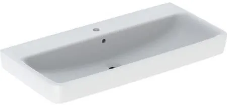 Lavabo Geberit Renova Plan, largeur 100 cm, profondeur 48 cm, trou de robinet central, trop-plein visible, blanc/KeraTect
