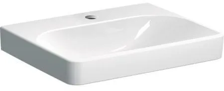 Lavabo Geberit Smyle Square, largeur 60 cm, profondeur 48 cm, trou de robinet central, sans trop-plein, Blanc