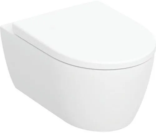 Set Geberit iCon WC suspendu Tiefspüler forme fermée Rimfree, abattant WC T 53 cm avec abattant automatique Quick-Release fixation par le haut, blanc