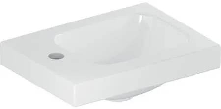 Lavabo Geberit iCon Light 38x13x28 cm, Blanc, perçage à gauche, sans trop-plein, plan de toilette à gauche