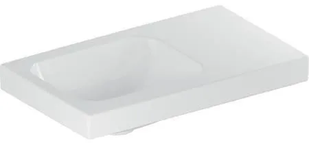 Lavabo Geberit iCon Light avec surface de toilette, 53x13x31 cm, blanc/KeraTect, sans trou de robinetterie, sans trop-plein, surface de toilette à droite