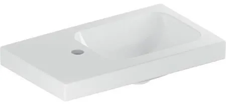 Lavabo mural Geberit iCon Light avec surface de pose 53x13x31 cm blanc/KeraTect, trou de robinetterie à gauche, sans trop-plein, surface de pose à gauche