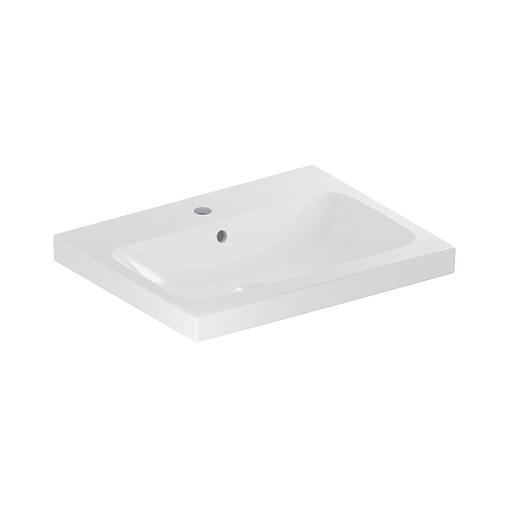 Geberit iCon Light lavabo mural, largeur 60 cm, profondeur 48 cm, trou de robinetterie centré, trop-plein visible, blanc