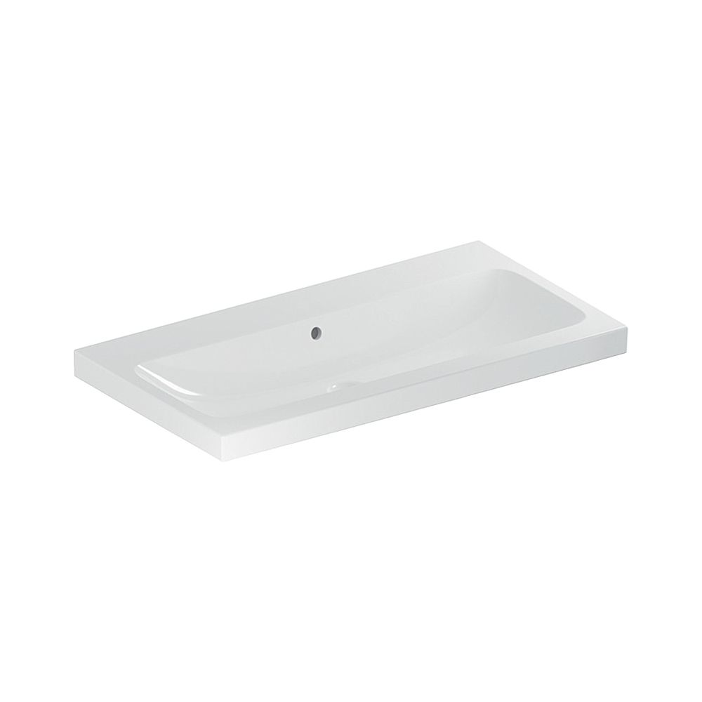Lavabo Geberit iCon Light, largeur 90 cm, profondeur 48 cm, sans trou de robinet, trop-plein visible, Blanc
