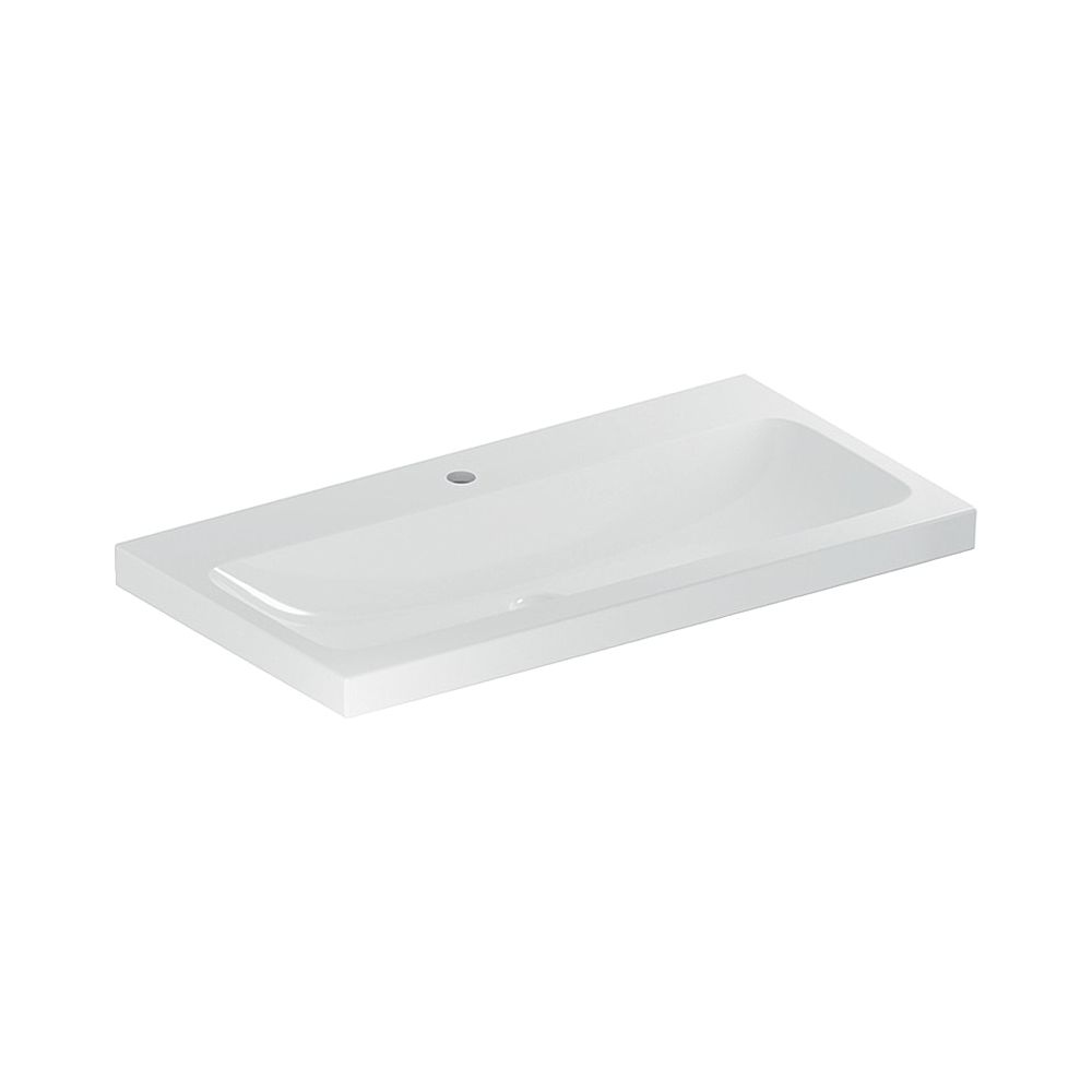 Lavabo Geberit iCon Light, largeur 90 cm, profondeur 48 cm, trou de robinetterie centré, sans trop-plein, blanc
