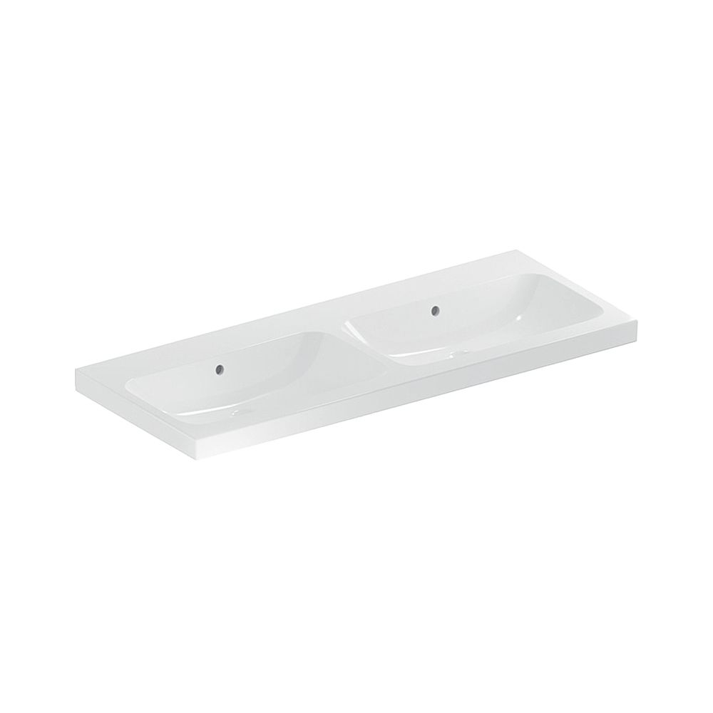 Geberit iCon Light double vasque, largeur 120 cm, profondeur 48 cm, sans trou de robinet, trop-plein visible, blanc