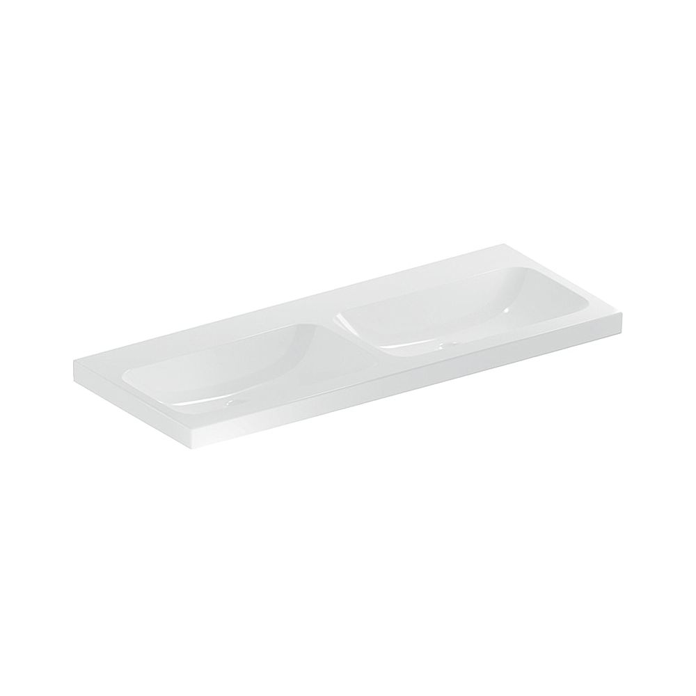 Geberit Lavabo double iCon Light 120x48 cm sans trou de robinet, sans trop-plein, blanc, KeraTect