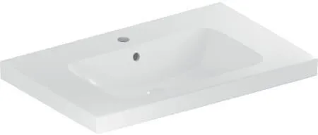 Lavabo Geberit iCon Light avec surface de pose, largeur 90 cm, profondeur 48 cm, trou de robinetterie central, trop-plein visible, blanc