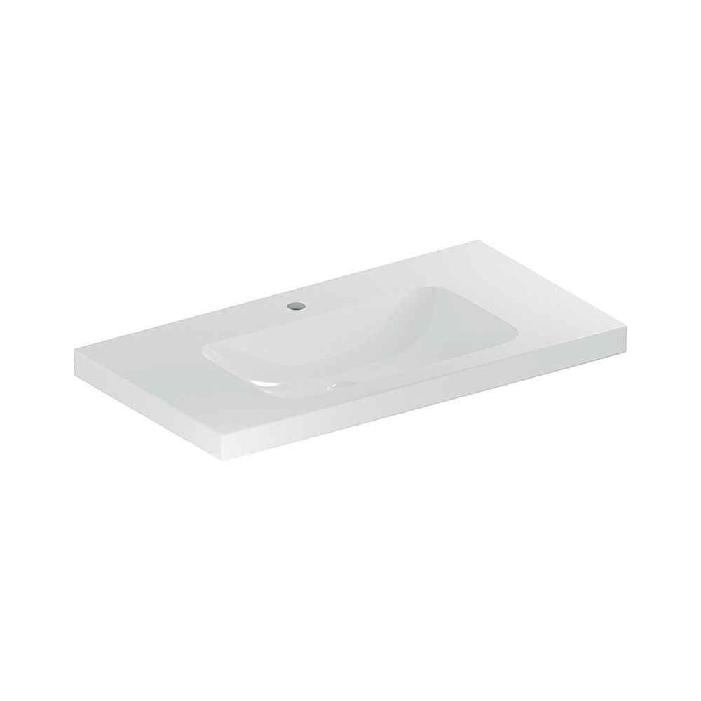 Lavabo Geberit iCon Light avec surface de pose, largeur 90 cm, profondeur 48 cm, trou de robinetterie central, sans trop-plein, blanc/KeraTect