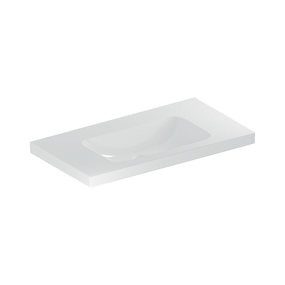 Lavabo Geberit iCon Light avec plan de toilette, largeur 90 cm, profondeur 48 cm, sans trou de robinet, sans trop-plein, Blanc/KeraTect