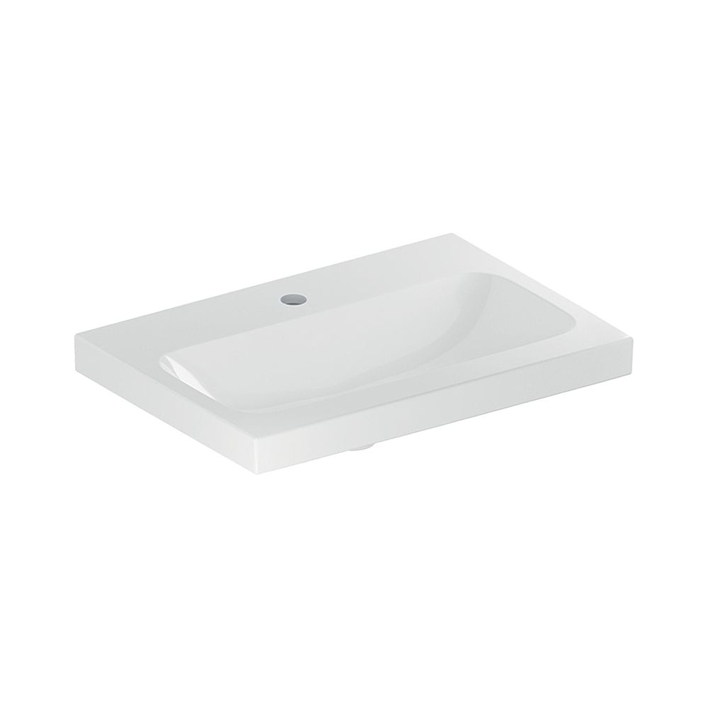 Geberit iCon Light lavabo à encastrer, largeur 60 cm, profondeur 42 cm, trou de robinetterie centré, sans trop-plein, Blanc/KeraTect