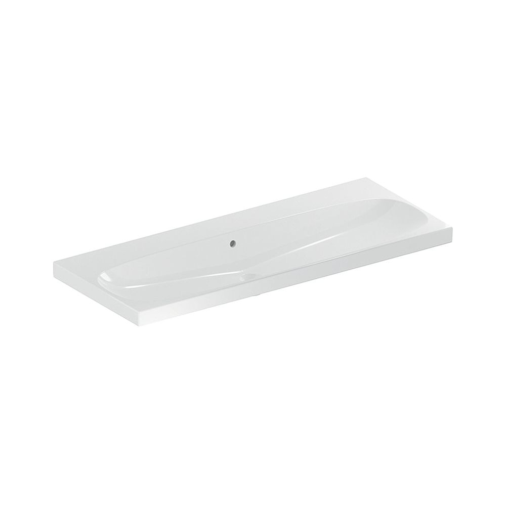 Lavabo Geberit Acanto, largeur 120 cm, profondeur 48,2 cm, sans trou de robinet, trop-plein visible, blanc/KeraTect