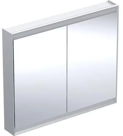 Geberit ONE Armoire de miroir avec ComfortLight, 2 portes, montage AP, H 90 cm L 105 cm, aluminium anodisé