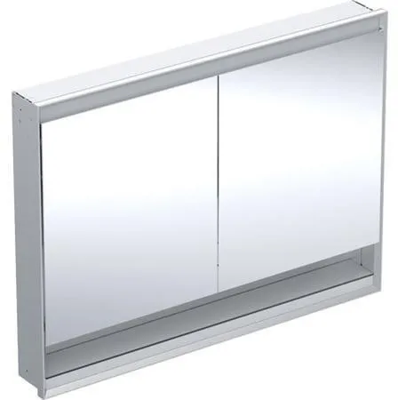 Armoire de miroir Geberit ONE avec niche et ComfortLight, 2 portes, montage encastré, H 90 cm L 120 cm, aluminium anodisé