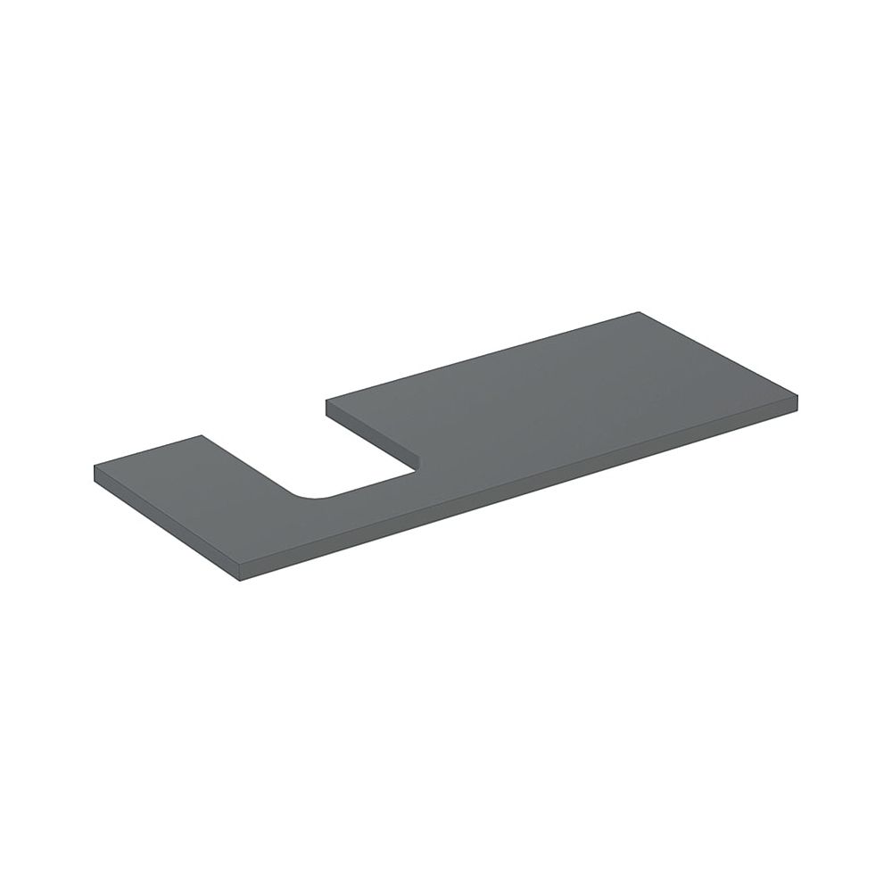 Geberit ONE Plan de vasque Découpe à gauche pour vasque à poser forme cuvette, 120x3x47 cm, Lava laqué mat