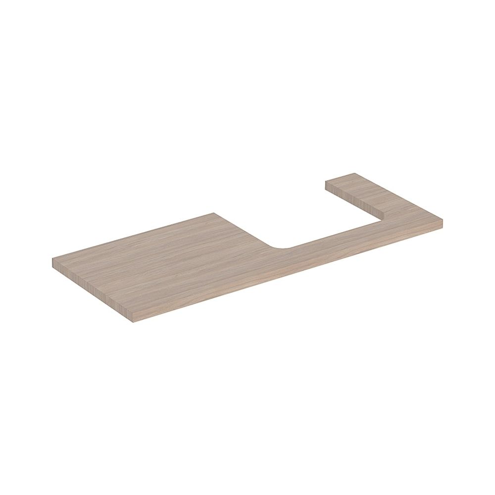Plan de toilette Geberit ONE pour lavabo encastré, découpe à droite, 120x3x47 cm, chêne mélaminé structure bois