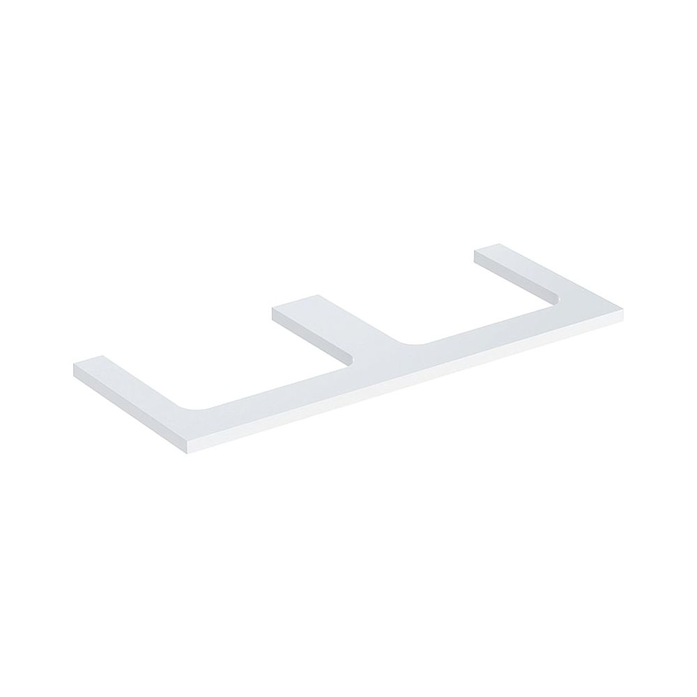 Plaque de lavabo Geberit ONE Découpe 2 emplacements, pour lavabo sur colonne, 120x3x47 cm, blanc laqué brillant