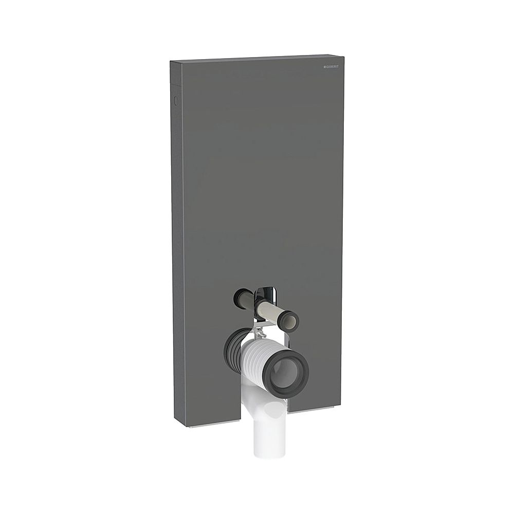 Module sanitaire Geberit Monolith pour WC debout, hauteur 101 cm, habillage frontal en verre Lava, aluminium noir chromé