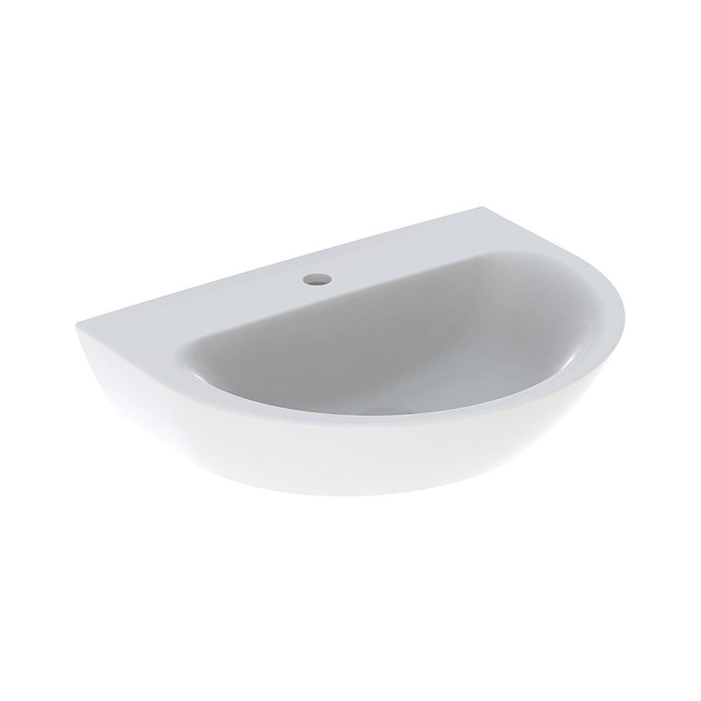 Lavabo Geberit Renova, largeur 65 cm, profondeur 50 cm, trou de robinet central, sans trop-plein, blanc