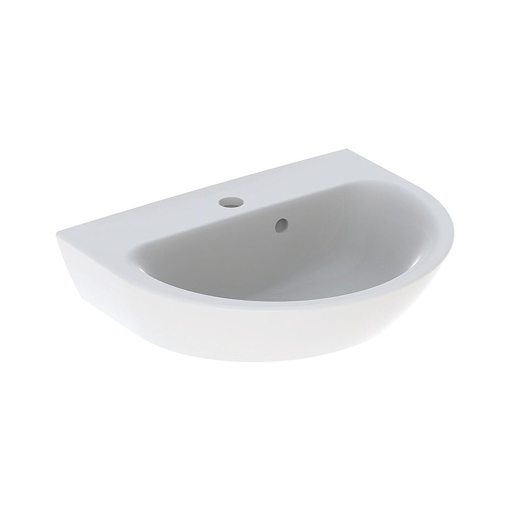 Geberit Renova Lavabo, trop-plein asymétrique, 50x17,3x40 cm, trou de robinet central, trop-plein visible, blanc/KeraTect