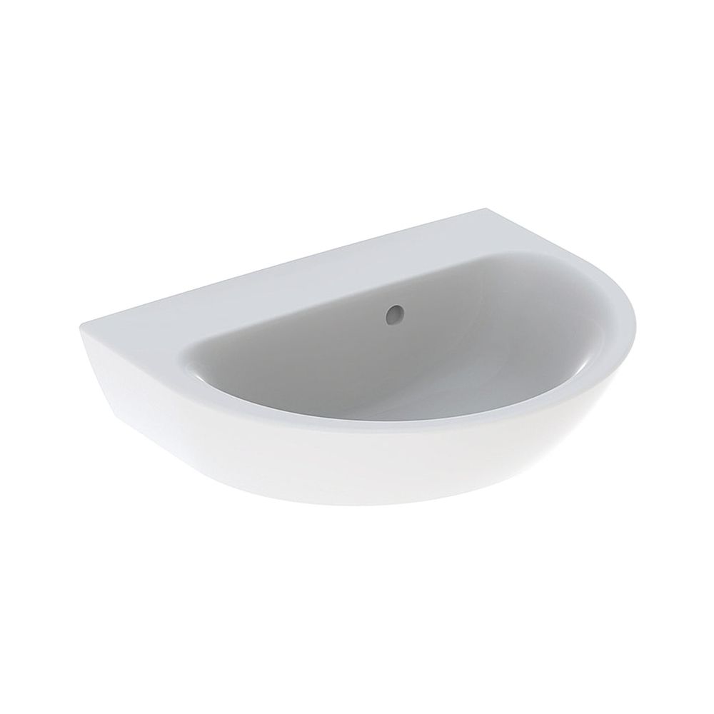 Lavabo Geberit Renova avec trop-plein asymétrique visible, 50x17,3x40 cm, sans trou de robinet, blanc/KeraTect