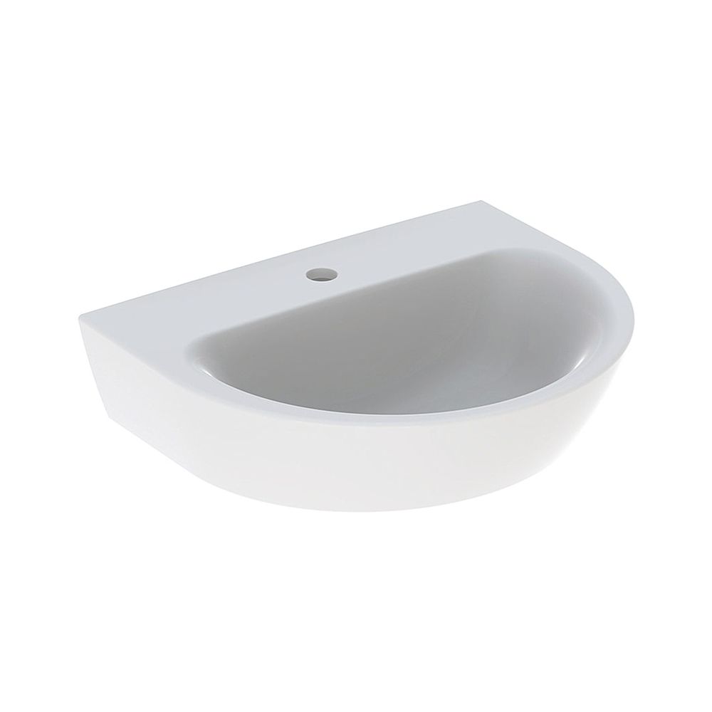 Lavabo Geberit Renova, largeur 55 cm, profondeur 45 cm, trou de robinet central, sans trop-plein, blanc