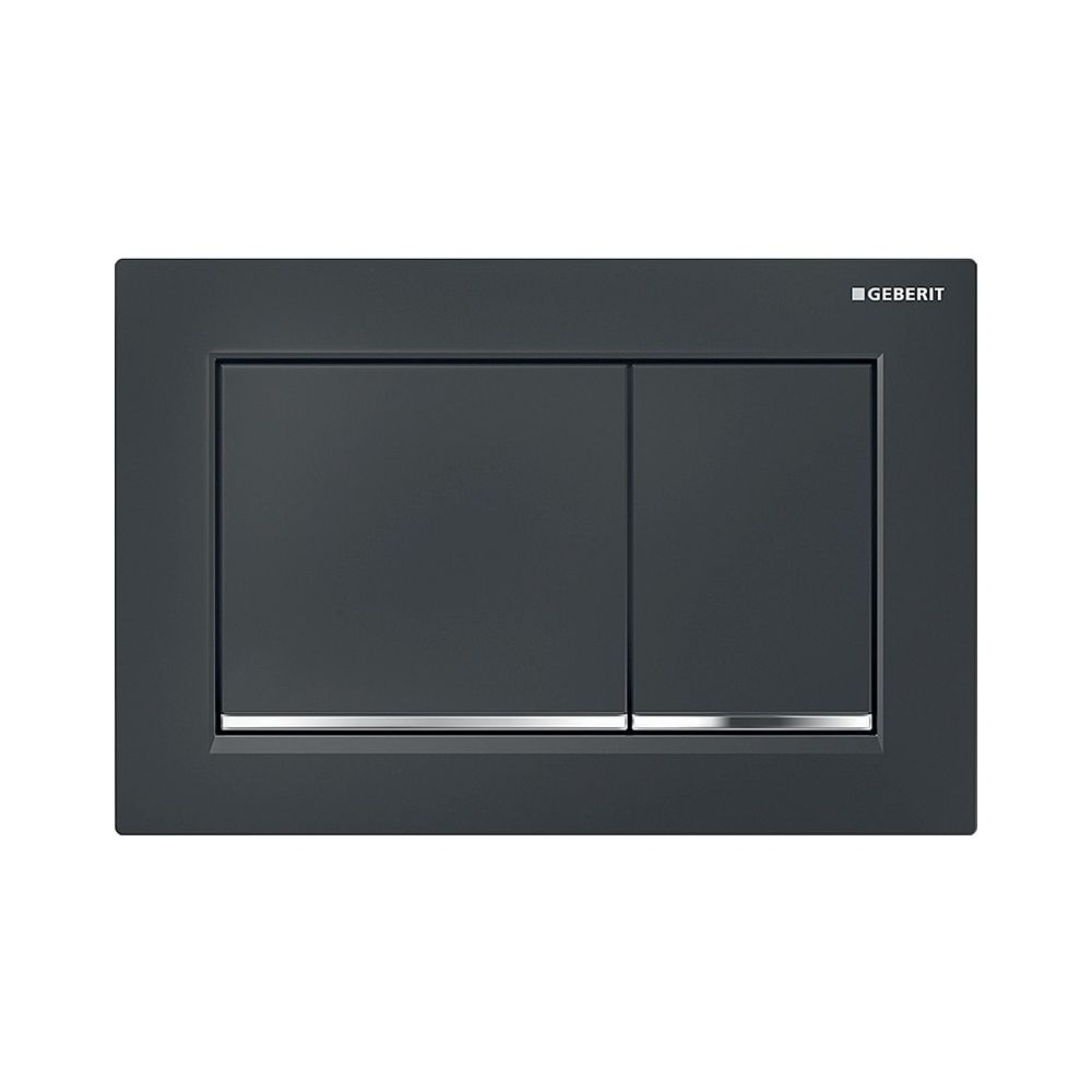 Plaque de commande Geberit Omega20, chasse double, plastique, noir/chrome, 115080KM1