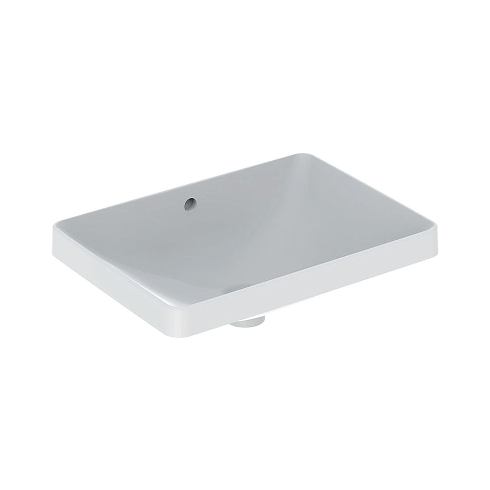 Lavabo encastré Geberit VariForm, rectangulaire Largeur 55 cm, Profondeur 40 cm, sans trou de robinet, avec trop-plein, KeraTect, Blanc