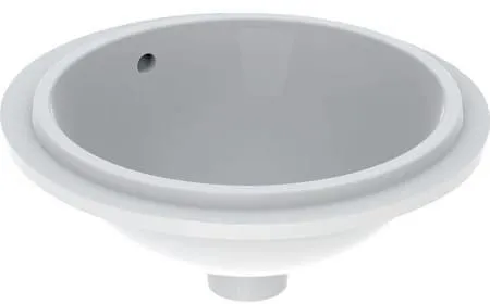 Lavabo sous plan Geberit VariForm, rond, diamètre extérieur 40,5 cm, sans trou de robinet, avec trop-plein, émaillé, KeraTect, blanc