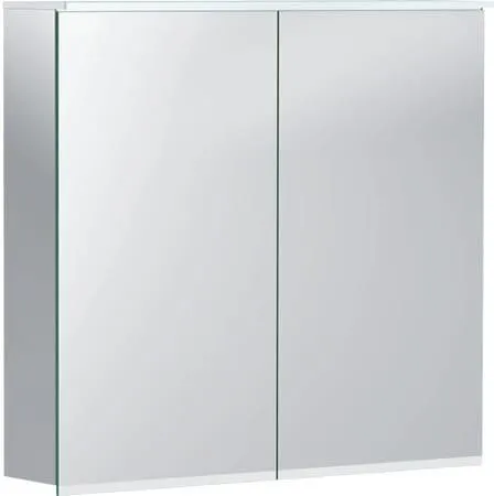 Armoire de toilette Geberit Option Plus avec éclairage, 2 portes, 75x70x17,2 cm, corps extérieur miroir, portes miroir intérieur/extérieur