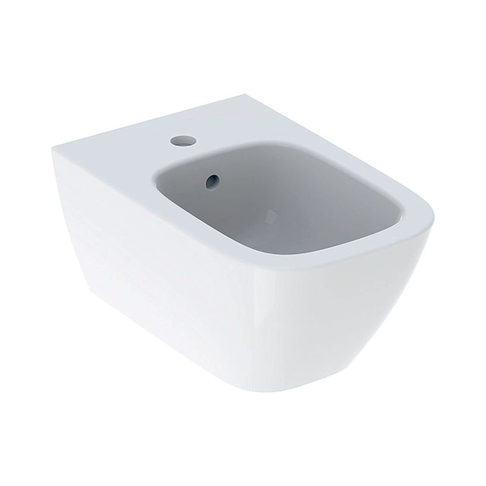 Geberit Smyle Square Bidet mural forme fermée, profondeur 54 cm, trop-plein visible, Blanc/KeraTect