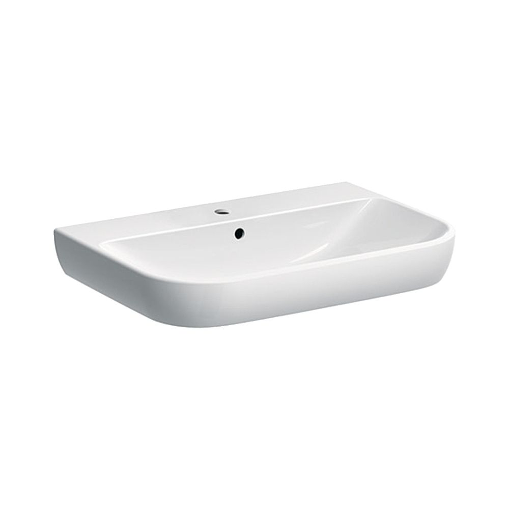 Geberit Smyle Waschtisch, largeur 70 cm, profondeur 48 cm, trou de robinet central, trop-plein visible, blanc/KeraTect