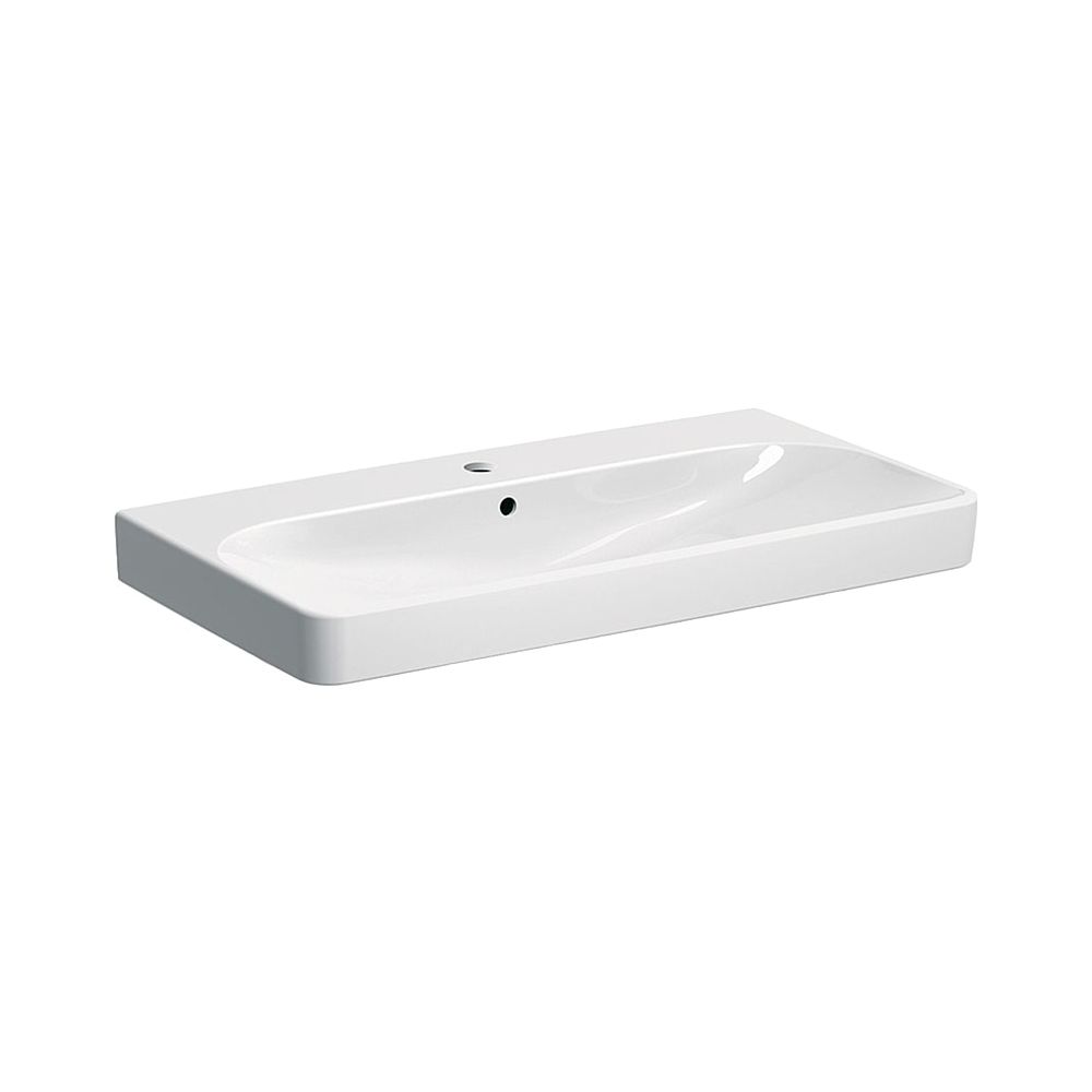 Geberit Smyle Square Waschtisch, largeur 90 cm, profondeur 48 cm, trou de robinet central, trop-plein visible, blanc/KeraTect