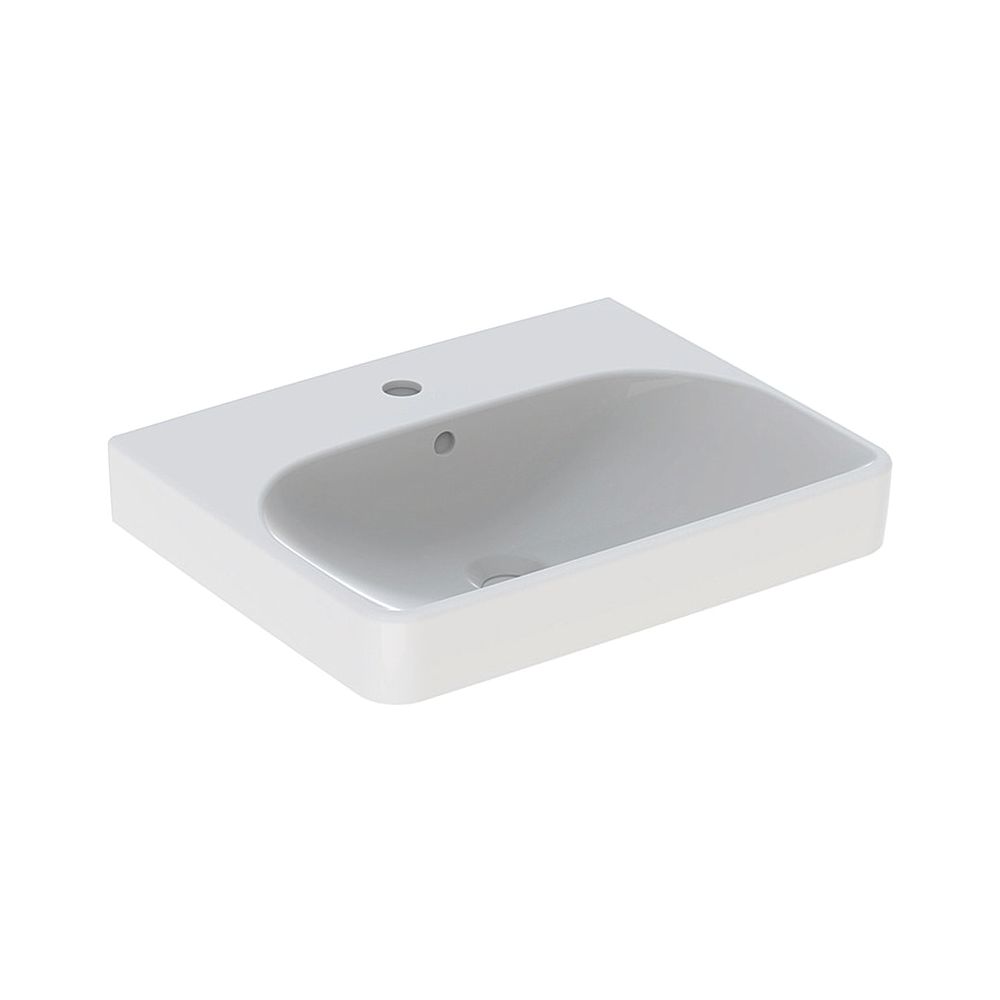 Geberit Smyle Square Waschtisch, largeur 55 cm, profondeur 44 cm, trou de robinet central, trop-plein visible, blanc/KeraTect