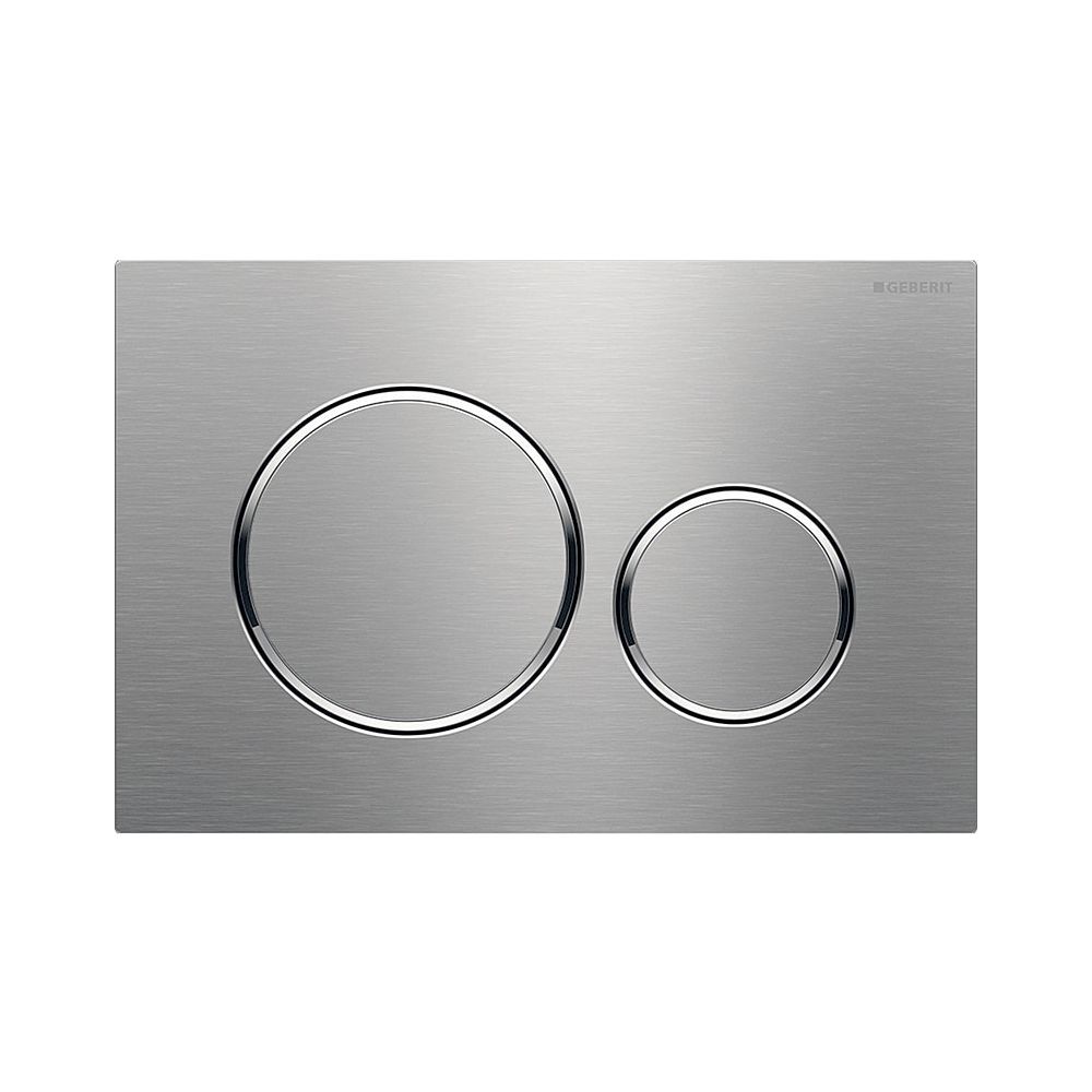 Plaque de commande Geberit Sigma20 avec chasse d'eau à double quantité, acier inoxydable brossé/poli, revêtement Easy to Clean