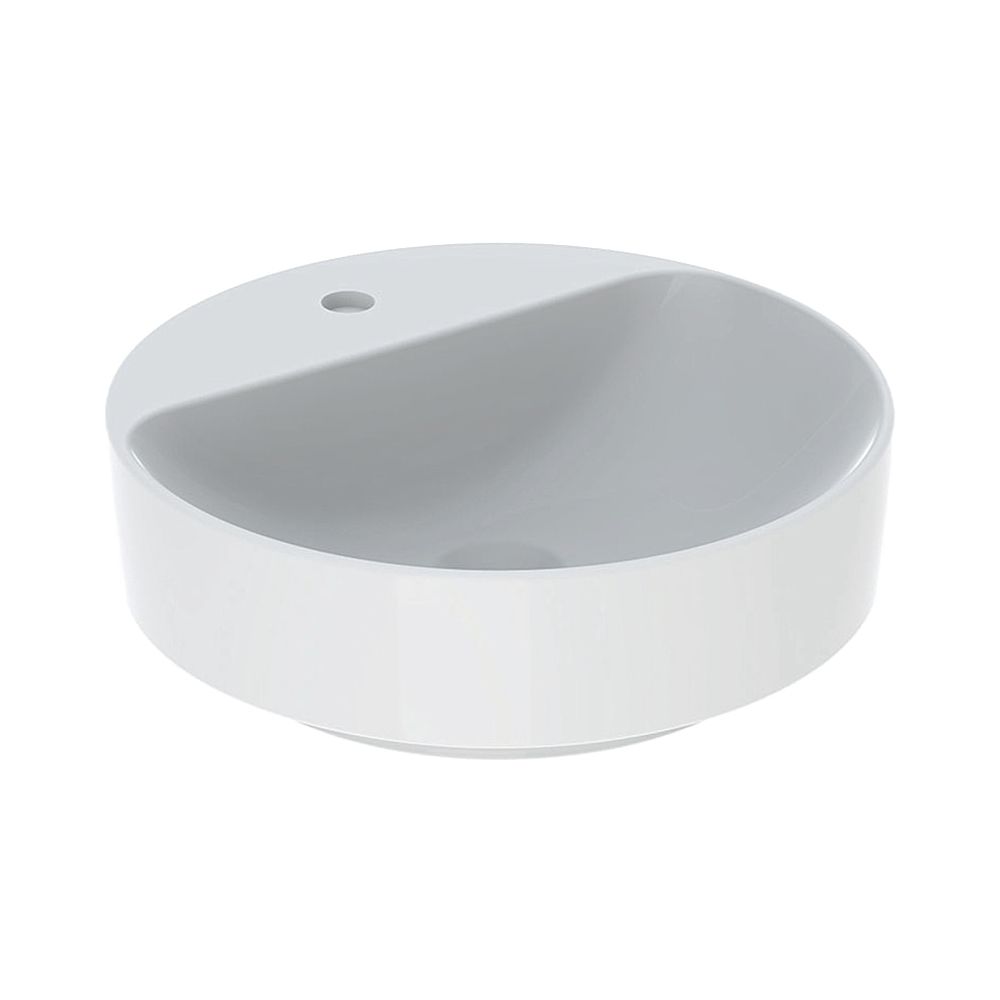 Geberit VariForm Lavabo d’appoint rond, avec trou de robinet central, diamètre 45 cm, sans trop-plein, Blanc