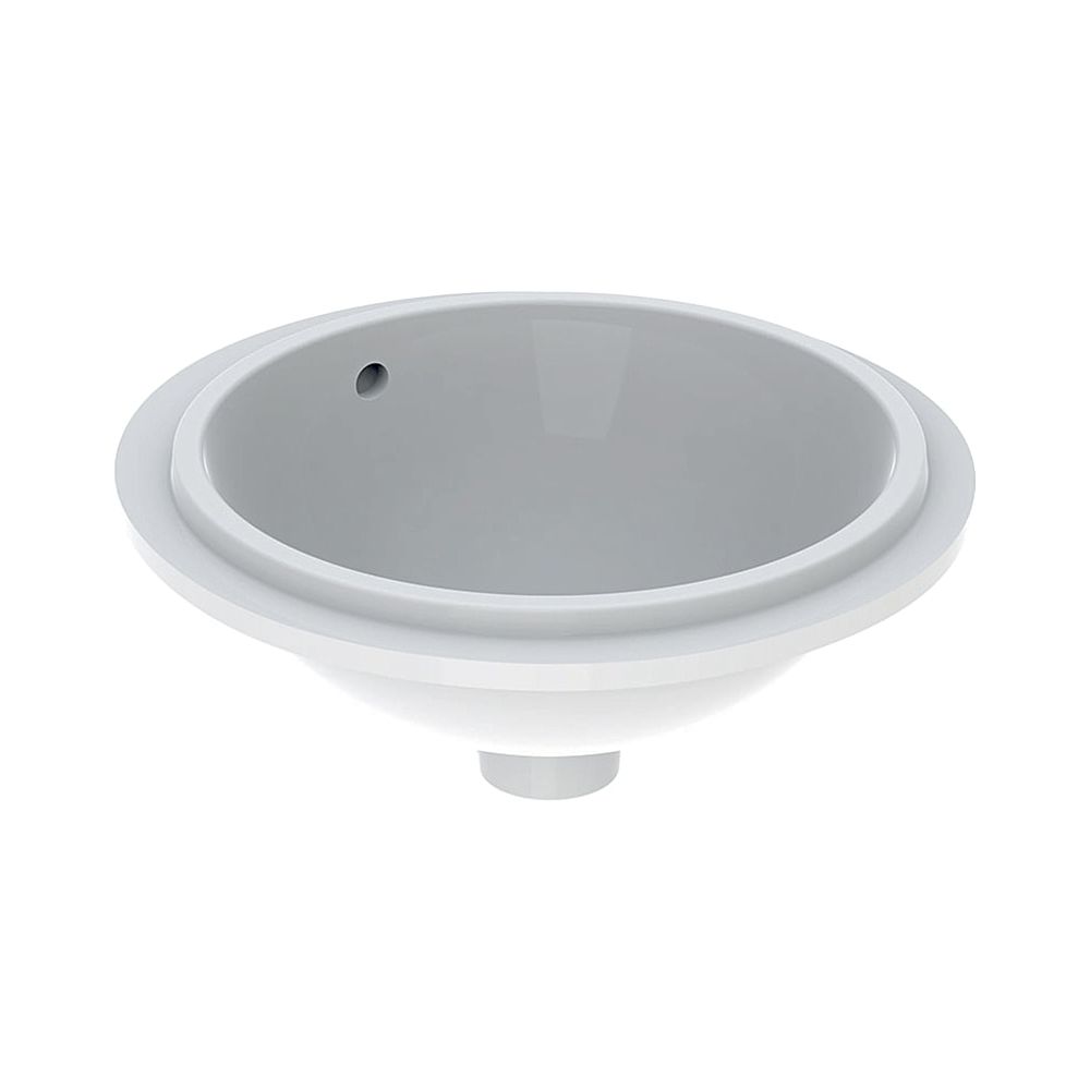 Geberit VariForm lavabo sous plan rond, profondeur 42 cm, sans trou de robinetterie, trop-plein visible, émaillé