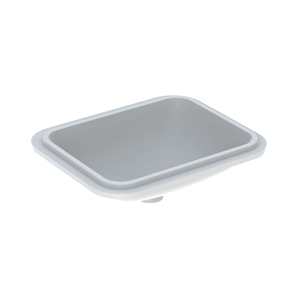 Geberit VariForm lavabo sous plan, rectangulaire, largeur 45 cm, profondeur 44 cm, sans trou de robinetterie, sans trop-plein, émaillé