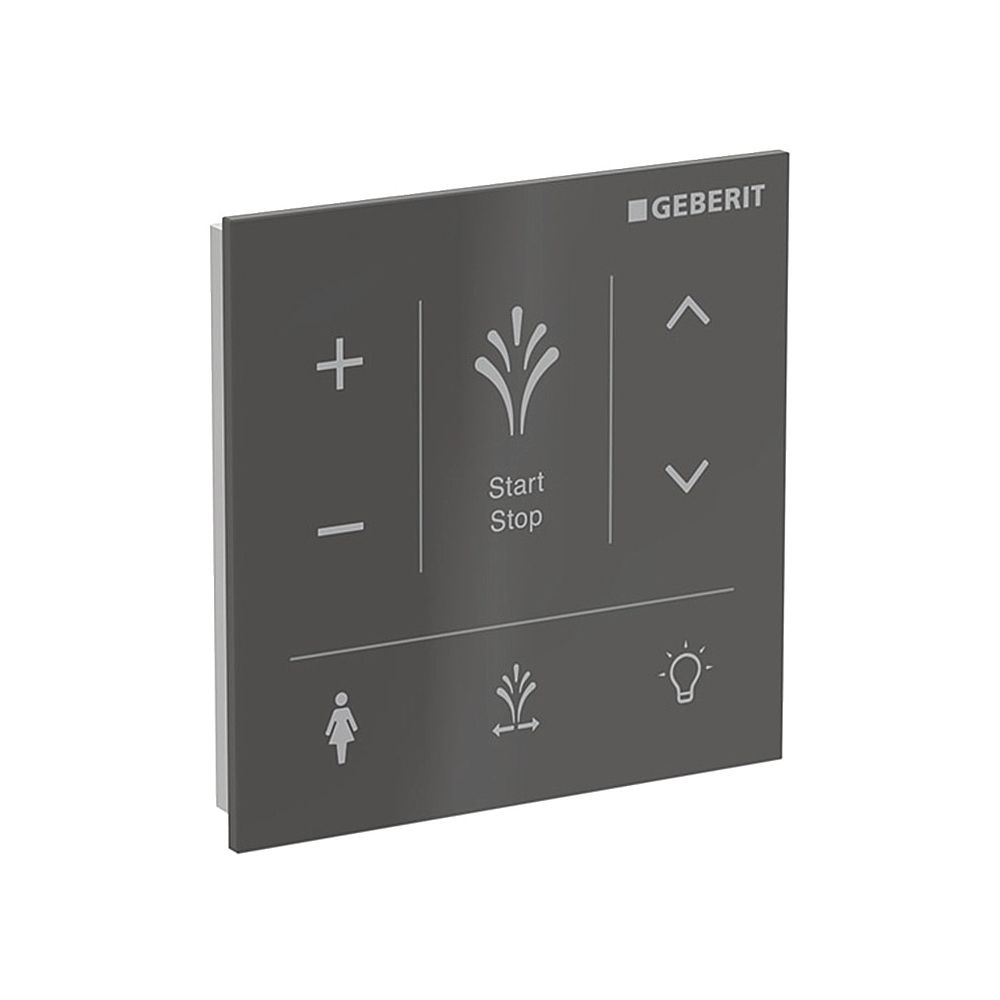 Panneau de commande mural Geberit AquaClean Sela, 9,3x9,3 cm, verre noir
