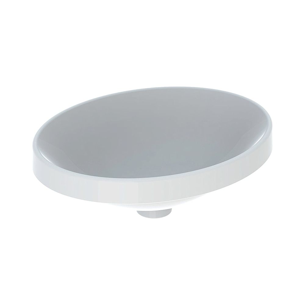 Lavabo encastré Geberit VariForm, ovale, L 50 cm P 40 cm, sans trou de robinetterie, sans trop-plein, émaillé