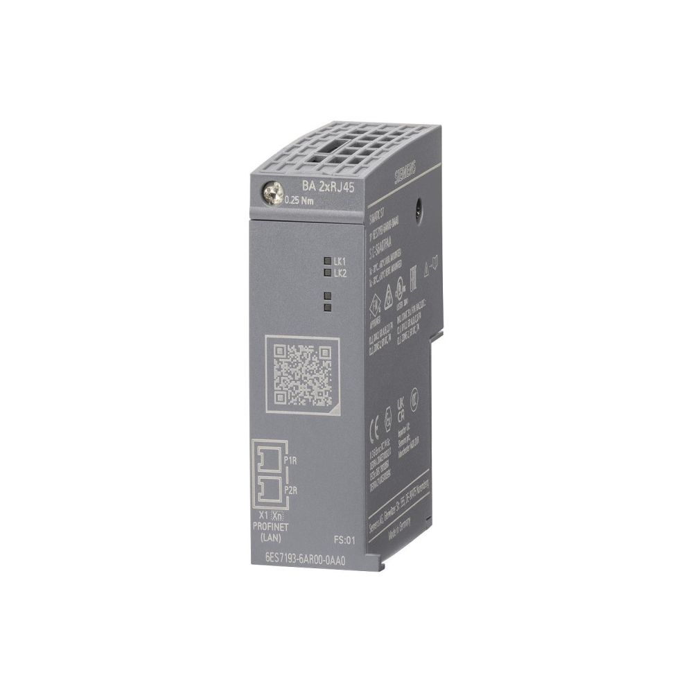 Adaptateur bus Siemens BA 2xRJ45 pour SIMATIC ET 200SP avec 2 prises RJ45 6ES71936AR000AA0