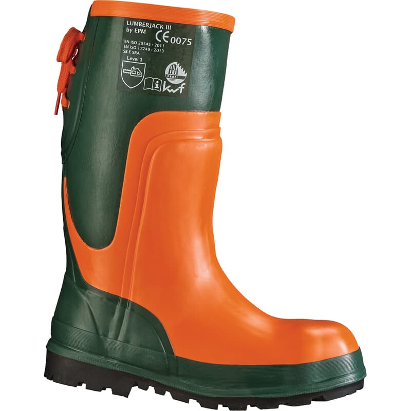 FELDTMANN Bottes de sécurité Forstsicherheitsstiefel Ulme, extra large olive/orange caoutchouc naturel
