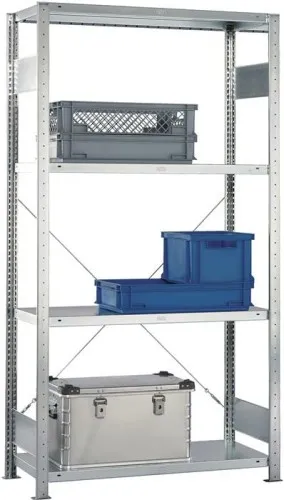Étagère à monter Meta H2000xL1000xP600mm Régal d'extension zingué 1 cadre, 4 tablettes Capacité 150 kg par tablette Charge de champ 1650 kg