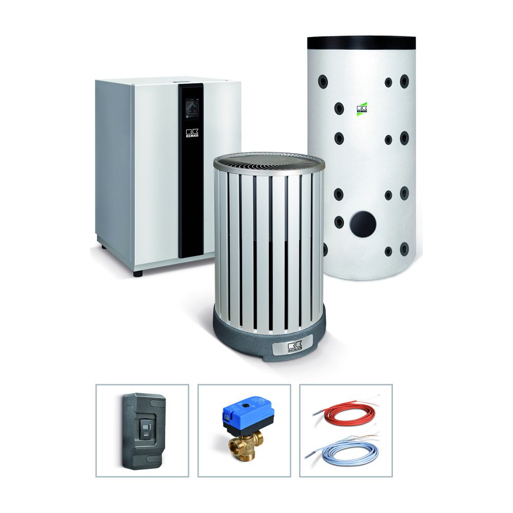 Pompe à chaleur air-eau Remko ARTstyle Paket Frankfurt Alu HTS 110, MPS 1000, 9,89 kW (A7/W35), R410A