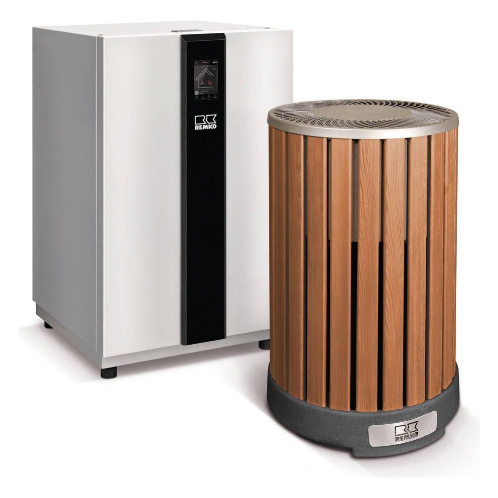 Pompe à chaleur air-eau Remko ARTstyle Designline Camura Holzoptik, HTS 80, 6,63 kW à A7/W35, R410A