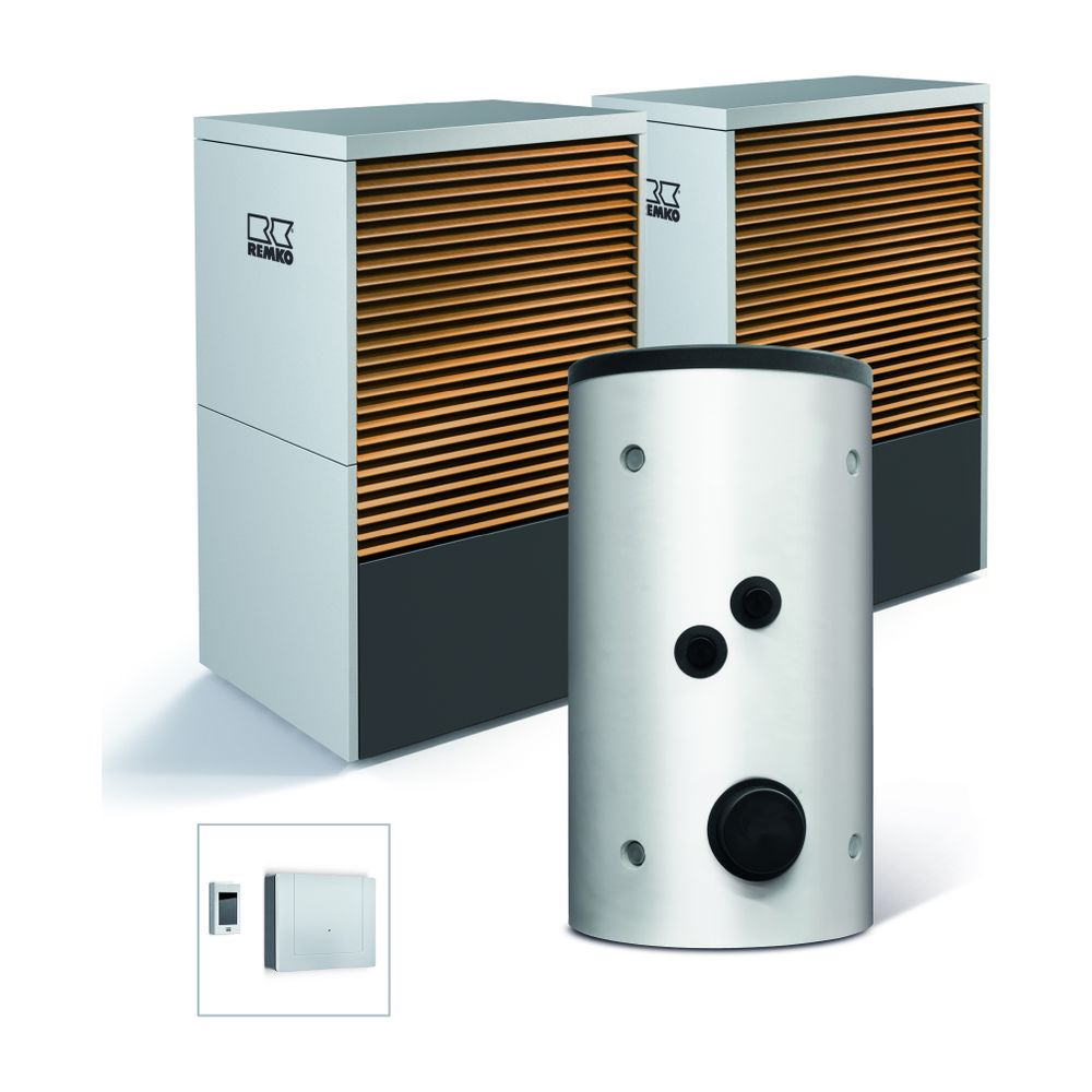 Pompe à chaleur air-eau Remko Paket Köln Camura LWM 150 Duo, KPS 302, 20,58 kW à A7/W35, R454B