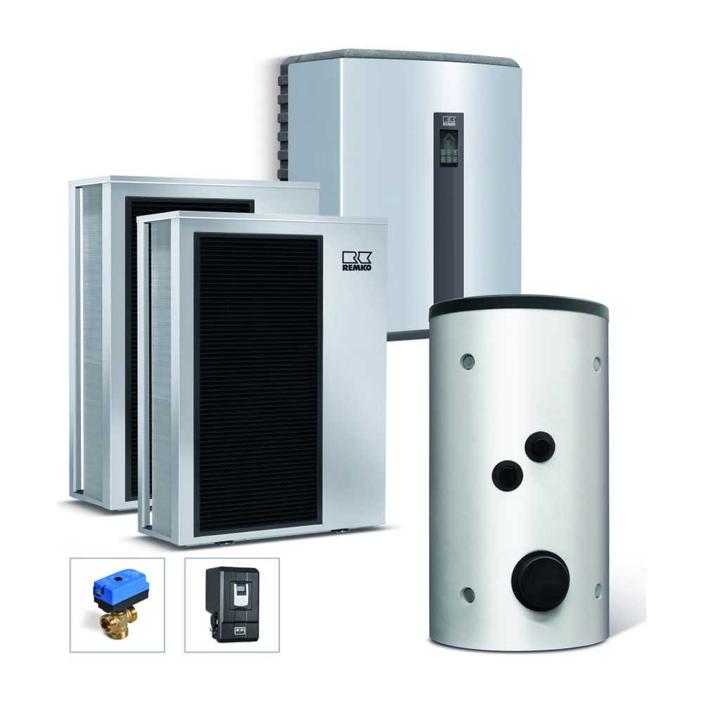 Pack Pompe à chaleur air-eau Remko München Graphit WKF 130 Duo, MPS 800 EFS 36, 20,6 kW à A7/W35, R32
