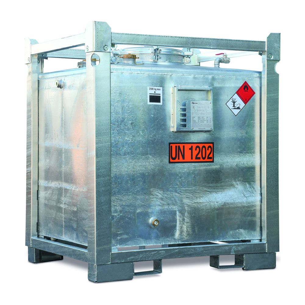 Cuve de stockage de fioul sécurisée Remko 1000 L avec tuyau d'aspiration et raccords