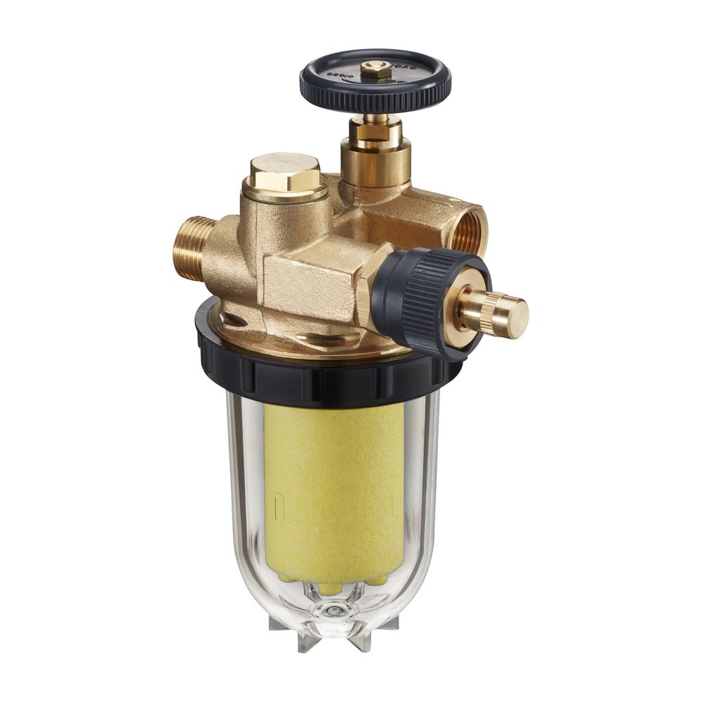 Oventrop Oilpur E A R Filtre à fioul à un seul circuit avec retour DN 10, filetage intérieur et extérieur 3/8", plastique fritté, 2122561