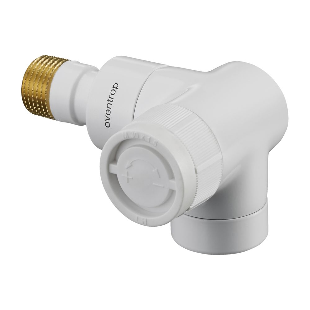 Oventrop Vanne thermostatique E DN 15, 1/2", PN 10, exécution coudée à droite, blanc, 1163463